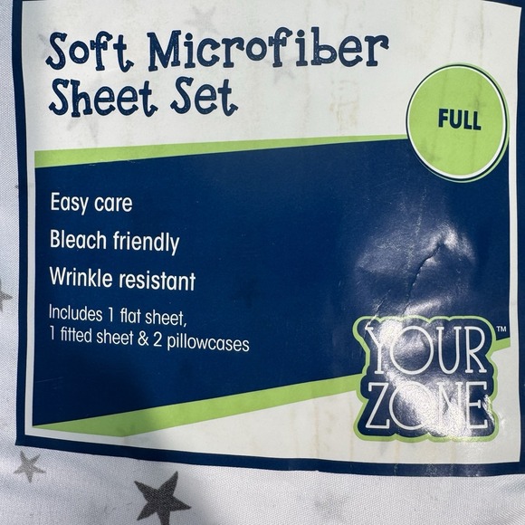 Your Zone Soft Microfiber Full Sheet Set Stars Kids New - Picture 2 of 3